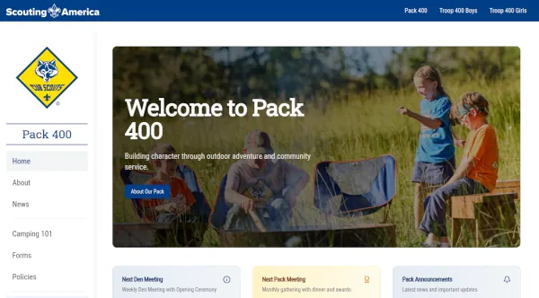 Screenshot of Scouting America - Unit Sites project
